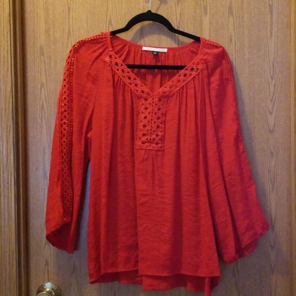 Red flowy top